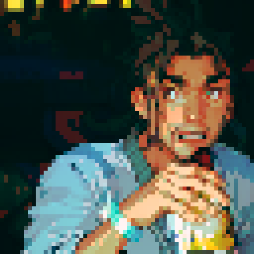 handsome, long-haired guy, beer, vibrant colors, detailed pixel art, sRGB
