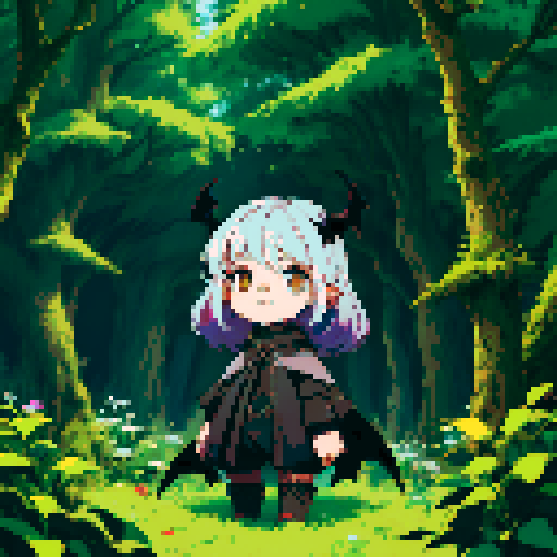 Humanoid bat, in forest, in trees, cute