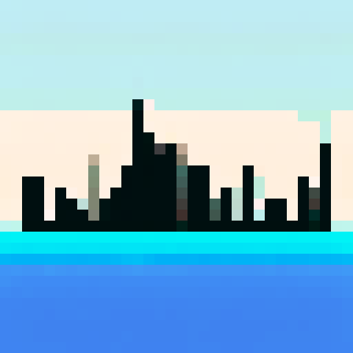 skyline of chicago on a clear day, 32x32 pixel art, retro