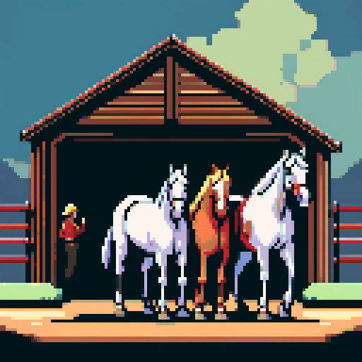 A stable with two horses ready to run at a moment's notice