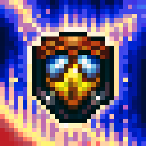 fall landscape, peaceful atmosphere, serene colors, vibrant foliage, stillness of nature, empty meadow, calm river, golden sunlight, tranquil mountains, distant horizon, falling leaves, soft breeze, misty morning, gentle fog, crisp air, solitary tree, detailed textures, intricate patterns, game icon style, 32x32 pixel art, sRGB color space, skillful brush strokes, close-up perspective, portrait orientation