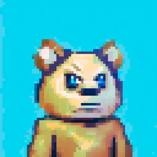 pixelated bull with majestic horns, solid blue background, wearing nothing, is naked, standing like the reference image, thick black outlines of the character, shadow shades on the character