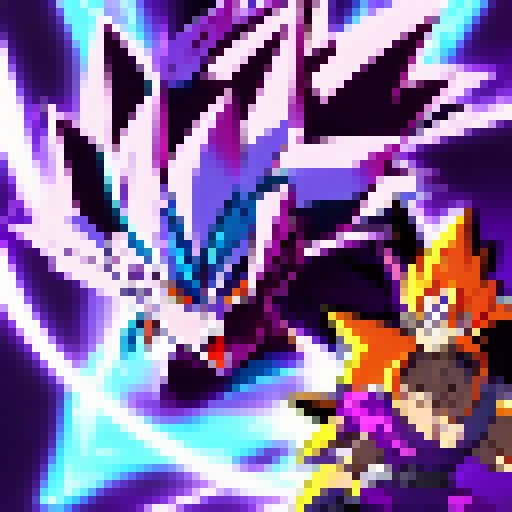 Fierce Goku, with his spiky hair and bulging muscles, charges towards the evil Frieza, who towers over him with his menacing purple aura, as the vibrant orange and blue energy blasts collide in a dazzling display of anime-style combat.
