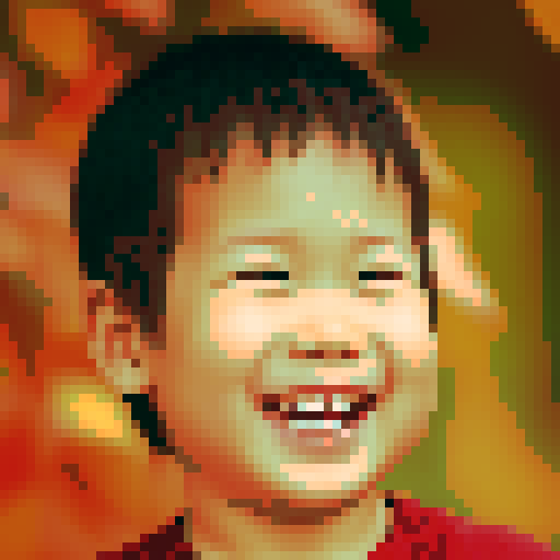 laughing 2-year-old asian boy