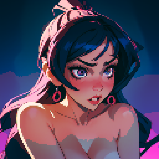 naked woman doggystyle sex, pixelated, vibrant colors, exaggerated features, curvy silhouette, sensual pose, intense eye contact, dynamic perspective, steamy background, explicit content, erotic aesthetic, suggestive shadows, playful composition, risqué subject matter