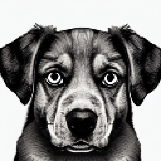 beautiful light gray outline drawing of a dog in portrait orientation with a blank background