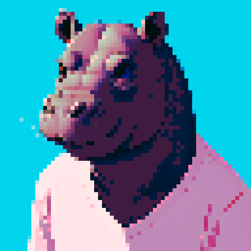 anime style hippo portrait.
