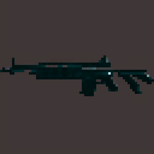 M4A1 Rifle icon, white background, black icon, pixel art
