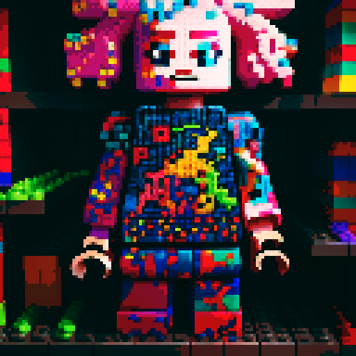 colorful pixel lego blocks arranged in a playful, vibrant composition, showcasing the intricate details and vibrant colors of pixel art in the sRGB color space
