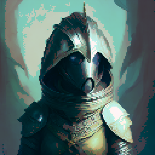 Knight on horseback, wearing plate armour and holding a lance. Drawn in a comic style