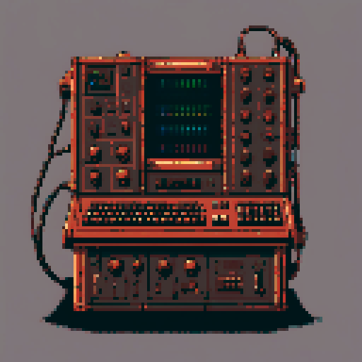 Make me a big rusty copper machine console/interface.