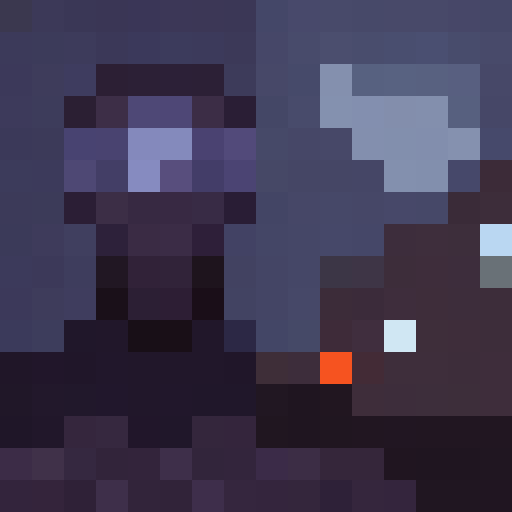 Pixelated glasses reflect a beaming, blue-eyed gaze; a small, upturned nose and rosy cheeks add youthful charm to the 16x16 pixel portrait.