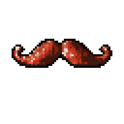 half of a giant copper mustache on a solid color background