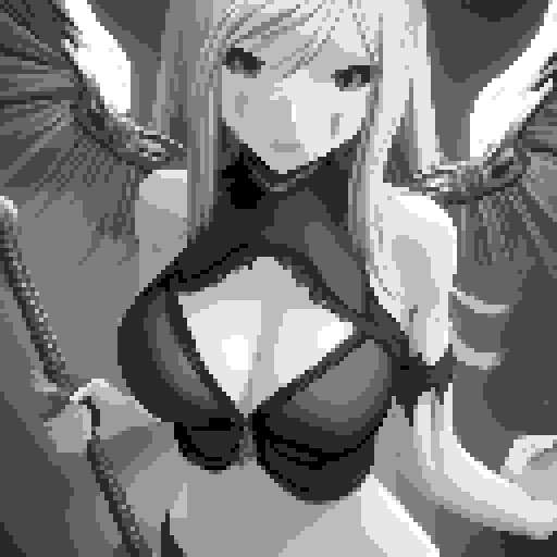 lustful succubus, skin tight lace, deep v-neck crop top, demonic scythe, pixel art, sRGB