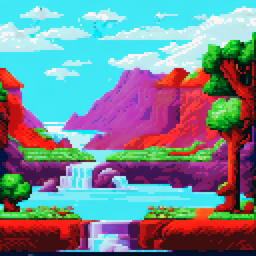 nudes, naked girls, sexy body, big boobs, sRGB, pixel art, background, landscape