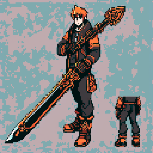 I want the blade of an ancient magical chainsaw constructed out of copper and gems. It should look huge (10 meters long at least), very complex and expensive, and very old. I also want this object usable an asset in a videogame, meaning only one object per image, outlined with a strong black stroke, on a solid-color background.