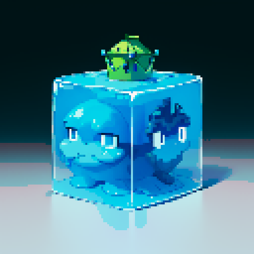 Blue Slime cube, Gelatinous cube, wearing crown