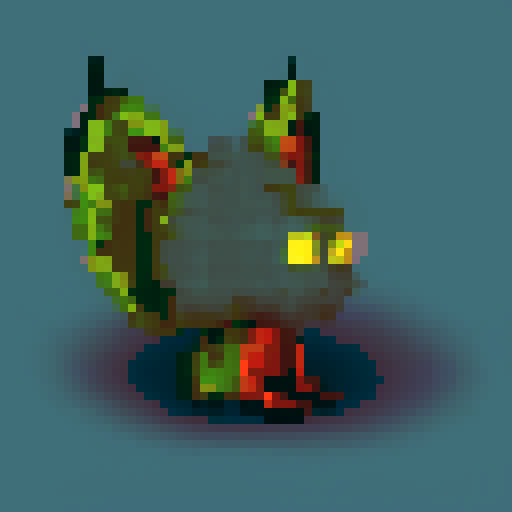 A fire imp. furry and gremlin-like. grey background