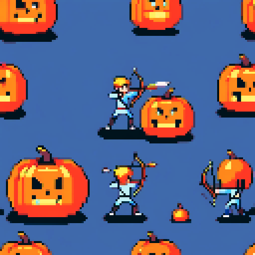 An archer shooting at a pumpkin