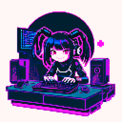 cute cyberpunk scorpion with human head, human head is from anime inspired character with vibrant hair, expressive eyes, and a playful smile, scorpion is playing computer games, tables with potato chips and coca cola, scorpion's tail should be fully in the picture