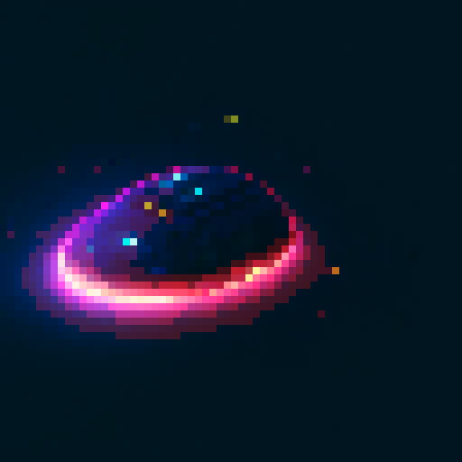 spaceship, sideview, vibrant galaxy, swirling nebulas, twinkling stars, pixel art, srgb