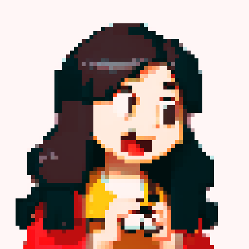 character eating a cookie with a happy expression, character looking through binoculars with focus and curiosity, character looking at a phone appearing interested or thoughtful, character talking to a random person with a conversational expression, all in pixel art style with sRGB color space