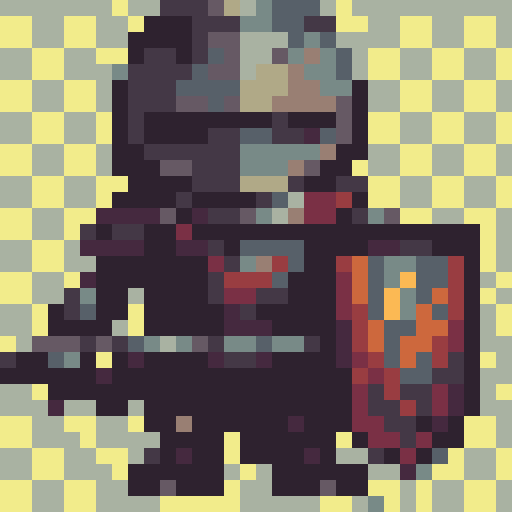 valiant knight, brown-haired, no helmet, wielding a sword and shield, shield embossed with a golden "V", fantasy RPG