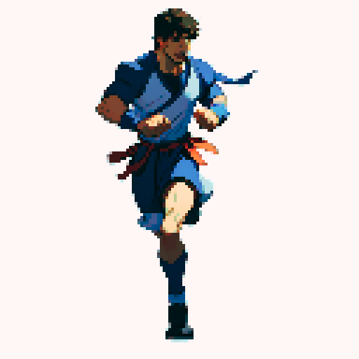 estilo es reminiscente de los personajes clásicos de películas de aventuras de los años 80 y videojuegos de 8 bits. rocky balboa entrenando escena
