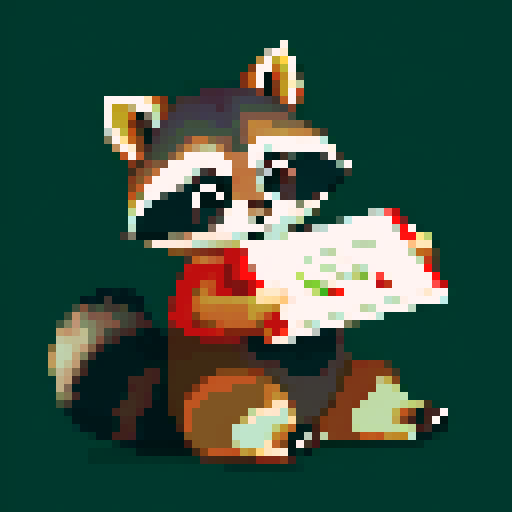 Raccoon with a Christmas Letter 
