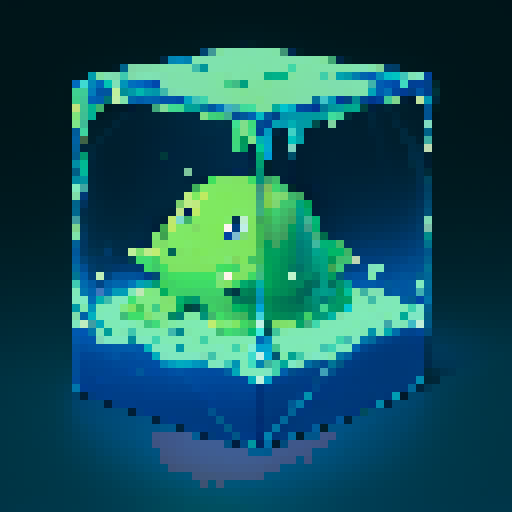 slime get bigger, slime cube, blue gelatinous cube, grow, expand