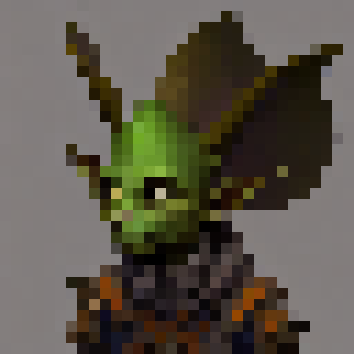 Cartoony goblin archer with exaggerated proportions and bold black outlines in a dynamic Anime style.