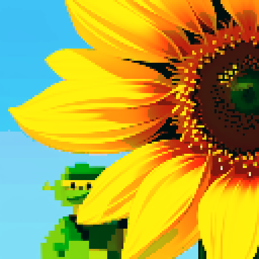 sunflower with smiling face, full height