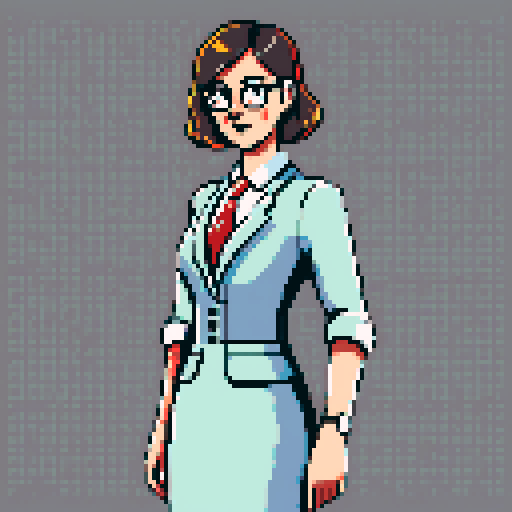Young HR manager, formal dress, German national, pixel art, sRGB