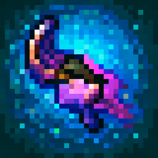 execute, game skill icon, 32x32 pixel art, sRGB, skill art, close up, portrait, intense gaze, vibrant colors, dynamic pose, glowing energy, sharp lines