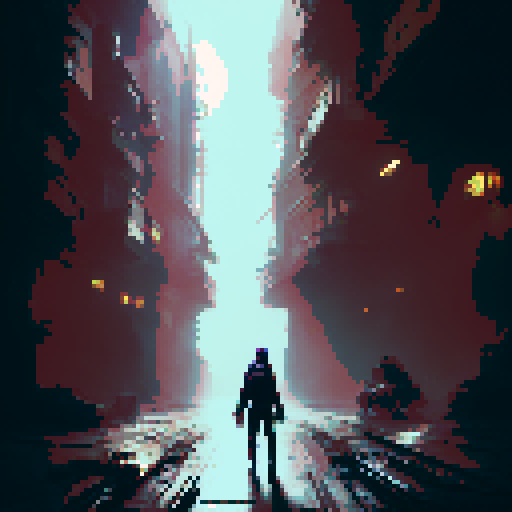 Dark and gritty, with a focus on shadows and sharp edges. 

        Knife-wielding, towering young woman with piercing eyes stands in a dimly-lit alleyway, her leather jacket and combat boots casting long shadows against the brick wall behind her.