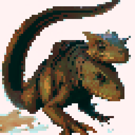 lizard monster with brown scales and sharp teeth, crawling on the ground, rpg enemy, full body portrait