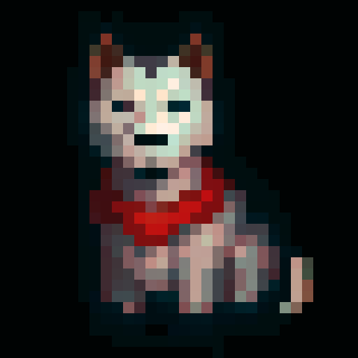 Please generate various versions of a snowdog, like a husky dog character that has different varying traits. For instance fur color, wearing clothing items like jewlery or hats or necklaces.