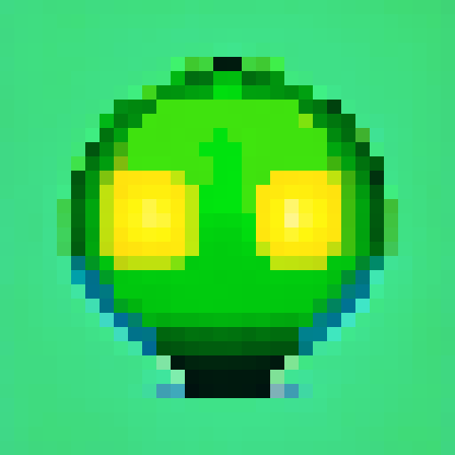small green glowing orb, retro-style 16-bit, 16x16, pixel art, sRGB