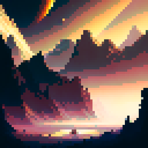 floating mountain peaks, illuminated by moonlight, surrounded by spaceships, fantasy RPG style