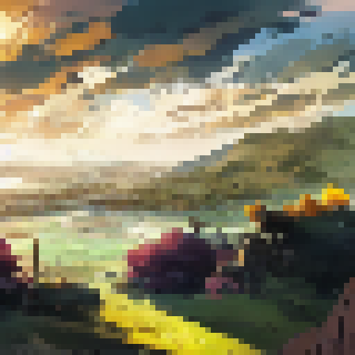 Jubilee's sun-kissed landscape portrait features lush greenery, rolling hills, and a brilliantly shining sun.