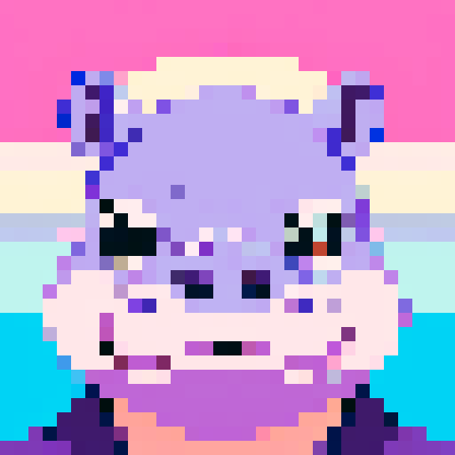 anime style hippo portrait.