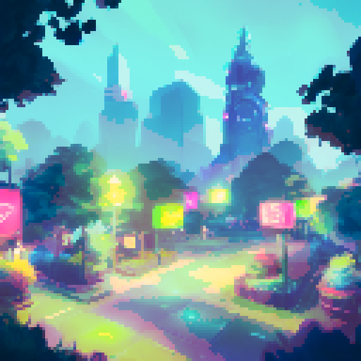 Scenery picture of futuristic alien  city, neon lights, vaporwave palette
