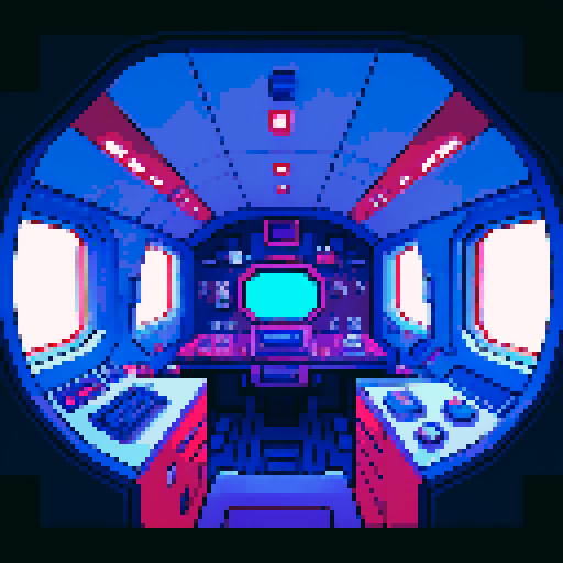 Spaceship interior in top-down art style