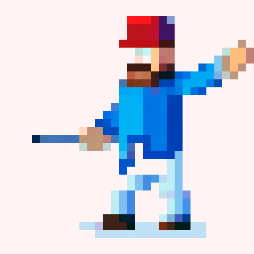  2d character with a sword pixel art from the side holding the sword with both hands