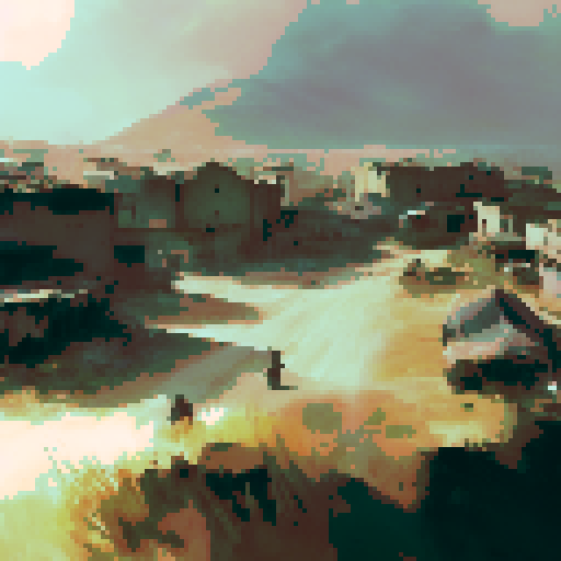 Desolate, sand-swept Bedouin tent village amidst the gritty, war-torn terrain of World War I with a landscape portrait style.