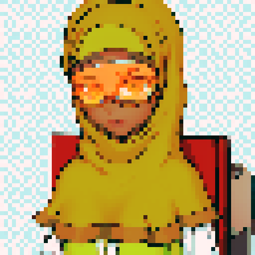 Teenage black girl with orange hijab and orange neon glasses