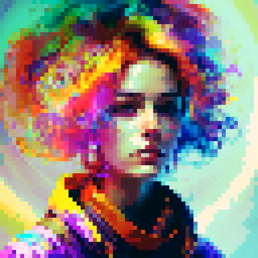 "Abstract, psychedelic, neon, chaotic, glitchy: A swirling, colorful vortex of energy and movement, pulsating with electric intensity."