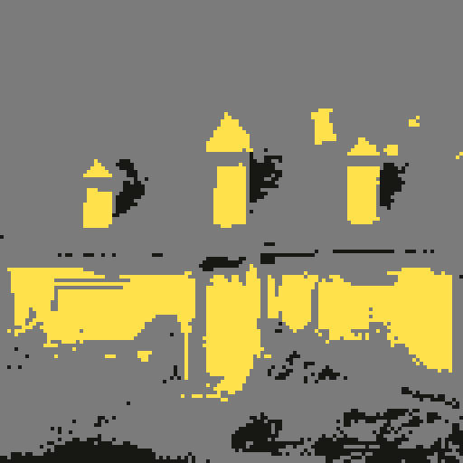 Suburban mansion, front view, symmetrical design, towering structure, pixelated windows, pristine lawn, straight path to door, low-resolution details, sRGB color palette