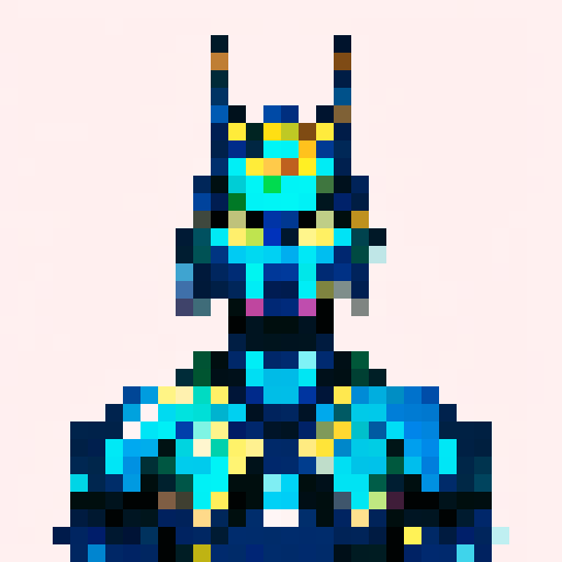 armour, metallic sheen, intricate details, vibrant colors, pixelated textures, sharp edges, glossy finish, sRGB color profile