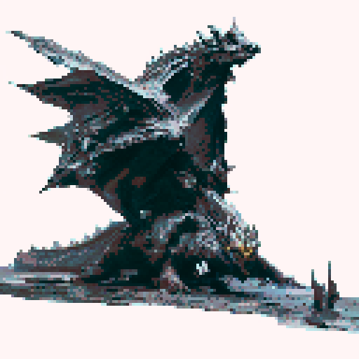 Large prowling black dragon with large stretched wings, a long tail, dark fantasy